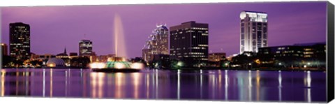 Framed View Of A City Skyline At Night, Orlando, Florida, USA Print