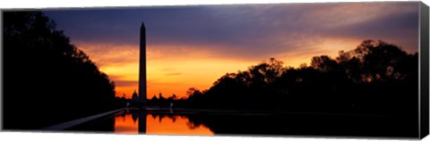 Framed Silhouette of an obelisk at dusk, Washington Monument, Washington DC, USA Print