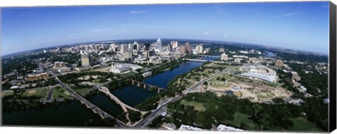 Framed Bird's Eye view of Austin,Texas Print