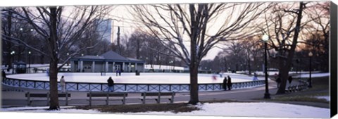 Framed Group of people in a public park, Frog Pond Skating Rink, Boston Common, Boston, Suffolk County, Massachusetts, USA Print