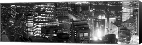 Framed Aerial view of a city at night, Midtown Manhattan, Manhattan, New York City, New York State, USA Print