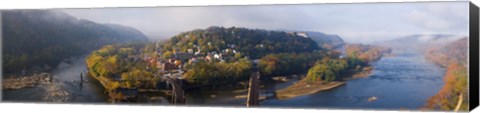 Framed Aerial view of an island, Harpers Ferry, Jefferson County, West Virginia, USA Print
