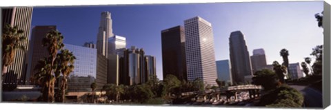 Framed Palm trees and skyscrapers in a city, City Of Los Angeles, Los Angeles County, California, USA Print