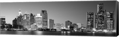 Framed City at the waterfront, Lake Erie, Detroit, Wayne County, Michigan, USA Print