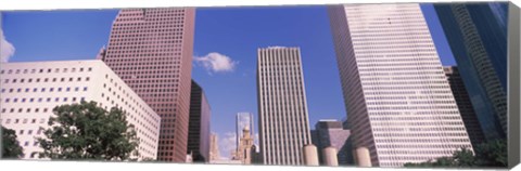 Framed Low angle view of Downtown skylines, Houston, Texas, USA Print
