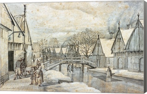 Framed Street in Jisp on a Winter's Day Print