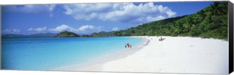 Framed Tourists on the beach, Trunk Bay, St. John, US Virgin Islands Print