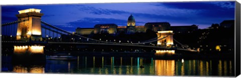Framed Szechenyi Bridge Royal Palace Budapest Hungary Print