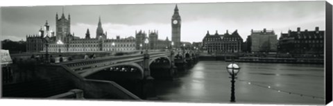 Framed Bridge across a river, Westminster Bridge, Houses Of Parliament, Big Ben, London, England Print