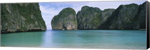 Framed Rock formations in the ocean, Mahya Beach, Ko Phi Phi Lee, Phi Phi Islands, Thailand Print