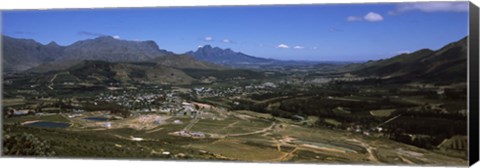 Framed Aerial view of a valley, Franschhoek Valley, Franschhoek, Simonsberg, Western Cape Province, Republic of South Africa Print