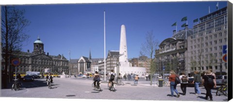 Framed Group of people at a town square, Dam Square, Amsterdam, Netherlands Print