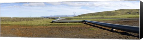 Framed Hot water pipeline on a landscape, Reykjavik, Iceland Print