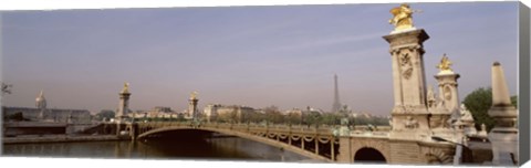 Framed Bridge over a river, Alexandre III Bridge, Eiffel Tower, Paris, France Print