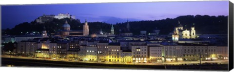 Framed Austria, Salzburg, Salzach River at dusk Print