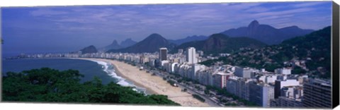 Framed Aerial view of Copacabana Beach, Rio De Janeiro, Brazil Print