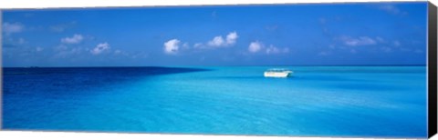 Framed Boat in the Ocean, The Maldives Print