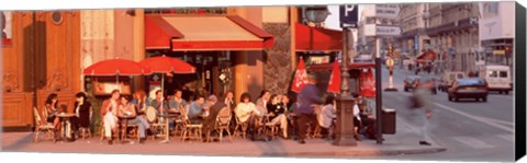 Framed Tourists at a sidewalk cafe, Paris, France Print