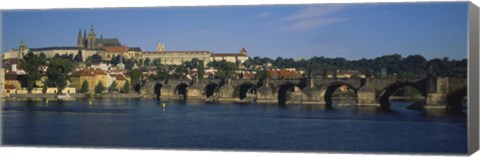 Framed Bridge across a river, Charles Bridge, Vltava River, Prague, Czech Republic Print