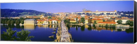 Framed Charles Bridge, Prague, Czech Republic, Blue Sky Print