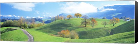 Framed Rolling Landscape, Zug, Switzerland Print