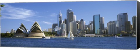 Framed Australia, New South Wales, Sydney, Sydney harbor, View of Sydney Opera House and city Print