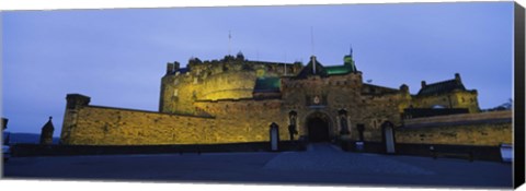 Framed Castle Lit Up At Dusk, Edinburgh Castle, Edinburgh, Scotland, United Kingdom Print