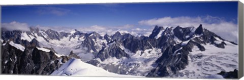 Framed High angle view of a mountain range, Mt Blanc, The Alps, France Print