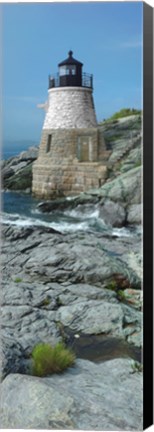 Framed Lighthouse along the sea, Castle Hill Lighthouse, Narraganset Bay, Newport, Rhode Island (vertical) Print