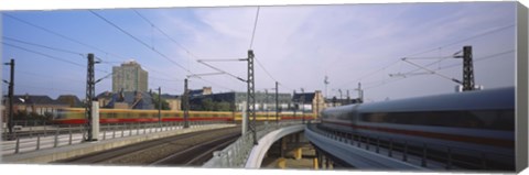 Framed Trains on railroad tracks, Central Station, Berlin, Germany Print