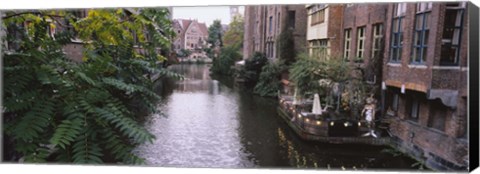 Framed Buildings along a canal, Ghent, Belgium Print
