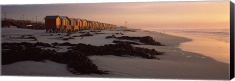 Framed Changing room huts on the beach, Muizenberg Beach, False Bay, Cape Town, Western Cape Province, Republic of South Africa Print