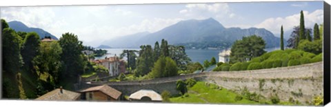 Framed Houses in a town, Villa Melzi, Lake Como, Bellagio, Como, Lombardy, Italy Print