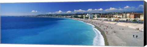 Framed Tourists on the beach, Nice, Promenade Des Anglais, Provence-Alpes-Cote d'Azur, France Print