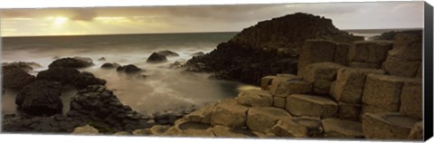 Framed Rock formations in the sea, Giant&#39;s Causeway, County Antrim, Northern Ireland Print