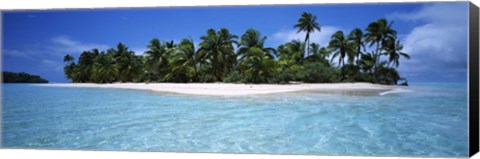 Framed Tapuaetai Motu from the Lagoon, Aitutaki, Cook Islands Print