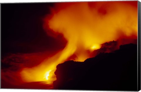 Framed Lava from an Erupting Volcano, Big Island, Hawaii Print