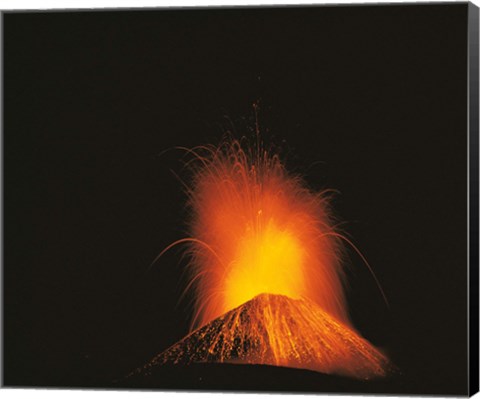 Framed Volcano exploding lava Print