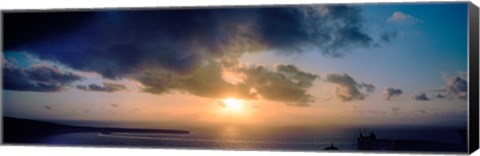 Framed Sea at sunset, Santorini, Cyclades Islands, Greece Print