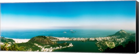 Framed Aerial view of a coast, Corcovado, Rio de Janeiro, Brazil Print