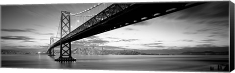 Framed Bay Bridge at Twilight (black &amp; white) Print