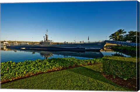Framed World War II submarine at a museum, USS Bowfin Submarine Museum And Park, Pearl Harbor, Honolulu, Oahu, Hawaii, USA Print