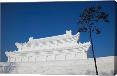 Framed Replica of the Forbidden City Made of Snow, Harbin International Sun Island Snow Sculpture Art Fair, Harbin, China Print
