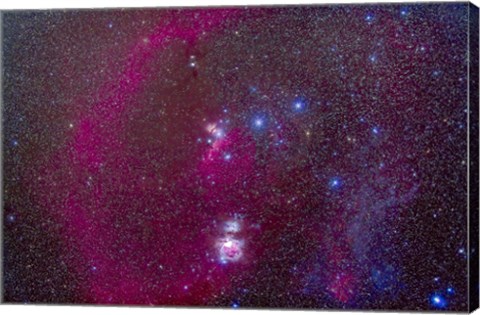 Framed Orion Nebula, Belt of Orion, Sword of Orion and nebulosity Print