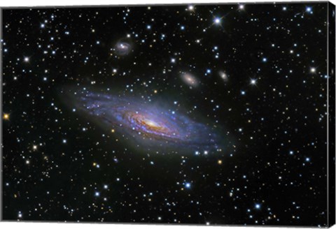 Framed NGC7331 Galaxy and its companion galaxies Print