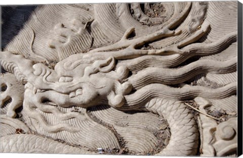 Framed Marble dragon statue, Forbidden City, Beijing, China Print