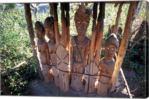 Framed Statue Honoring Fallen Heroes, Konso Waka, Omo River Region, Ethiopia Print