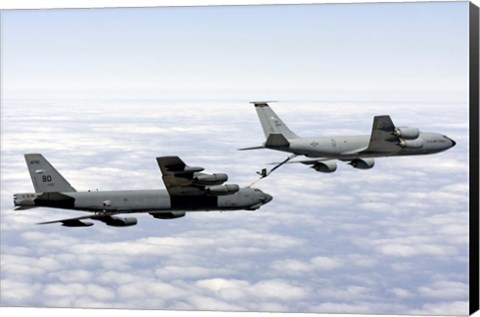 Framed B-52H Stratofortress refuels with a KC-135R Stratotanker Print
