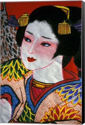 Framed Geisha, Warrior Folk Art, Takamatsu, Shikoku, Japan Print