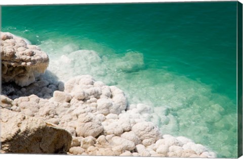 Framed Jordan, Dead Sea, Salt on the sea shore Print